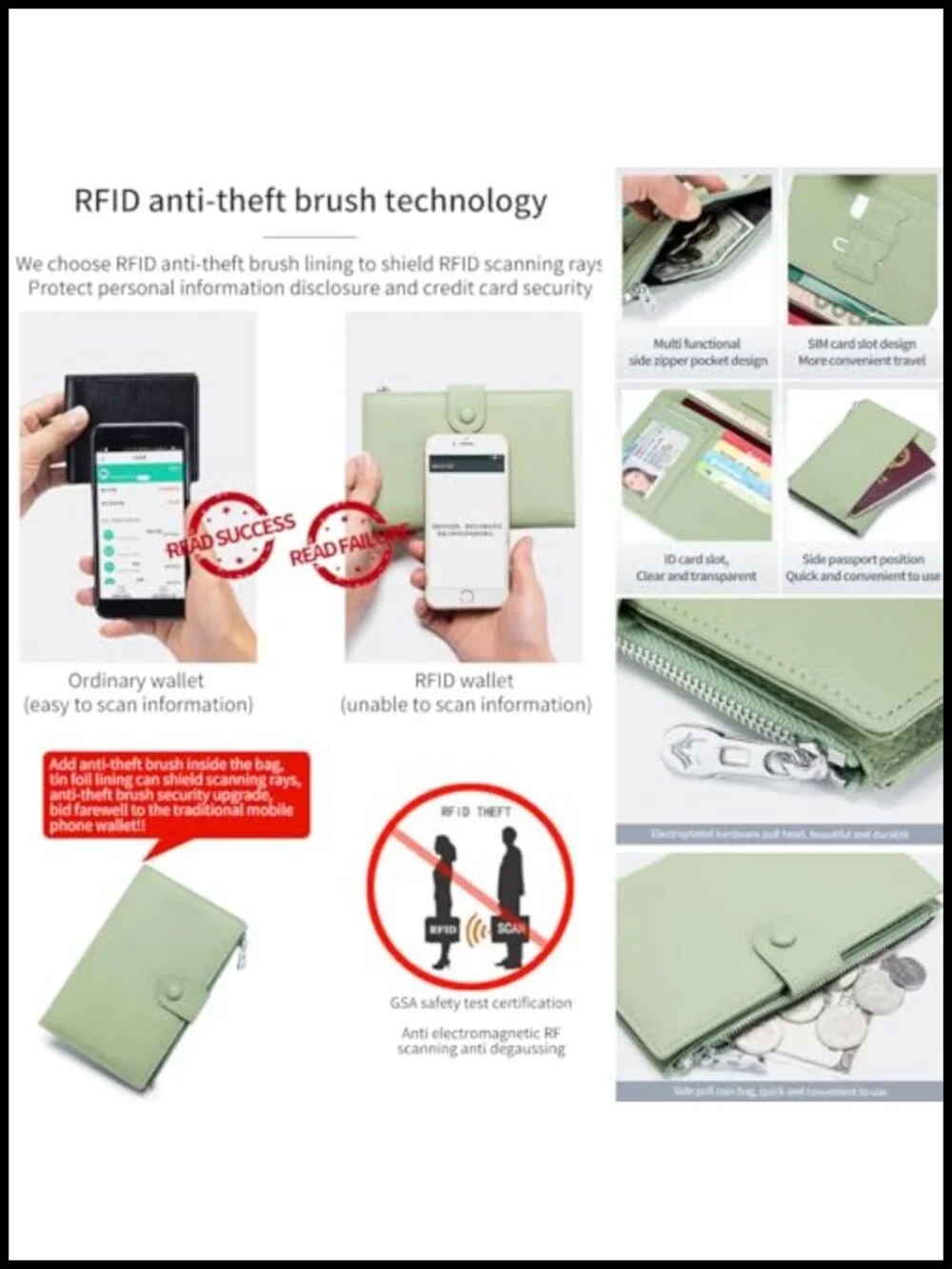 Genuine Leather RFID Blocking Passport Holder with Zipper Pocket, Travel